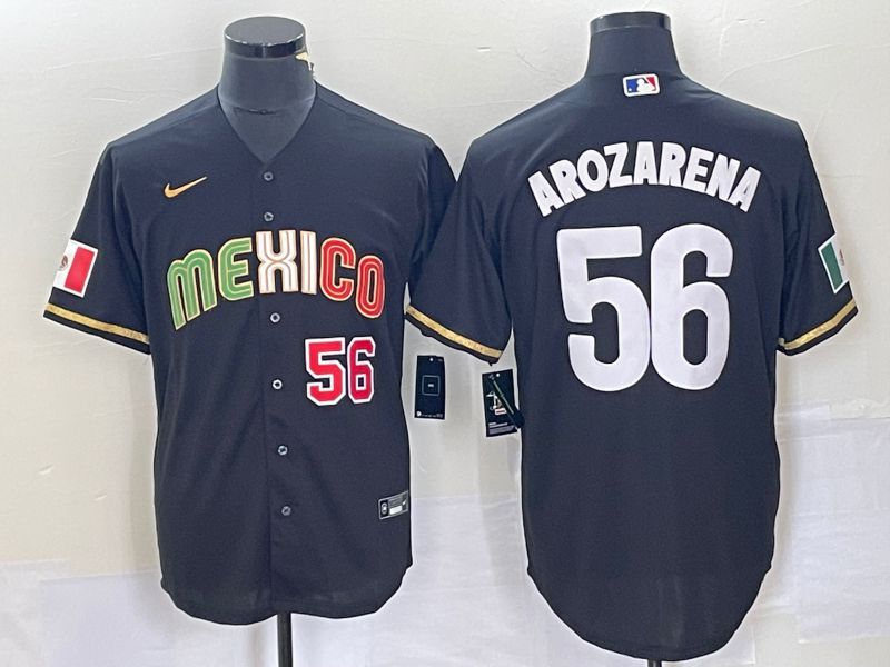 Men 2023 World Cub Mexico #56 Arozarena Black Nike MLB Jersey2